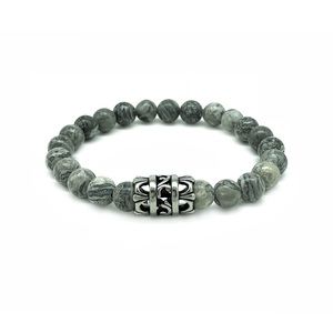 8mm Marble bracelet with 10mm Stainless steel.